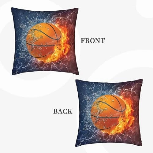 18" x 18" Basketball Pillow Covers for Boys Teens Men Room, Basketball Pattern