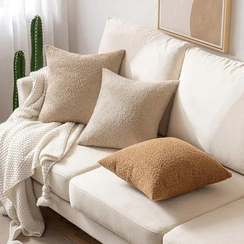 18x18 Inch Decorative Pillow Covers for Couch Bed 18" x 18" (Pack of 2) Khaki