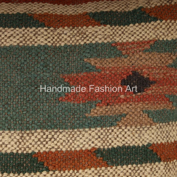 Handmade Kilim Jute Throw Cushion Cover Vintage Jute Rug Pillow Case 40x40 cm