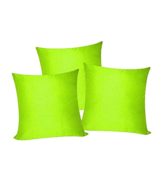 3 x Plain Satin 17x17 Parrot Green Cushion Cover / Pillow Cases /Sofa Décor