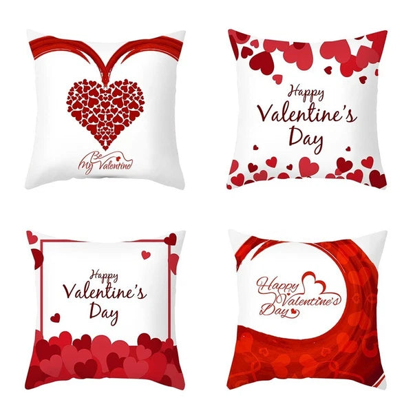 4pcs/set Valentines Day Decoration Pillowcase Sofa Cushion Cover