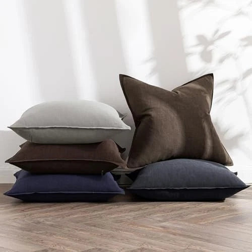 Decorative Linen Pillow Covers0x0 Inch Boho 20" x 20" (Pack of 2) 2 Navy