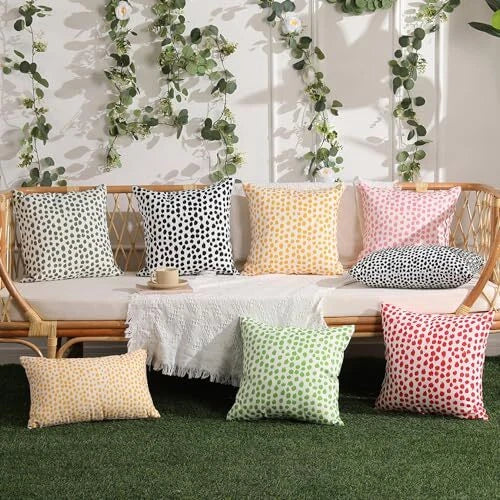 Outdoor Pillow Covers 18x18 Set of 2 Polka Dot Outdoor 18 x 18-Inch Black