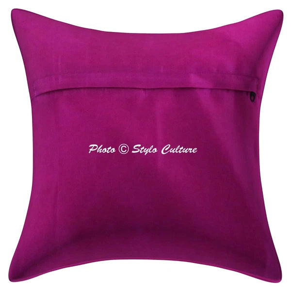 Handmade Brocade Square Cushion Cover Purple Elephant Sofa Pillow Cover