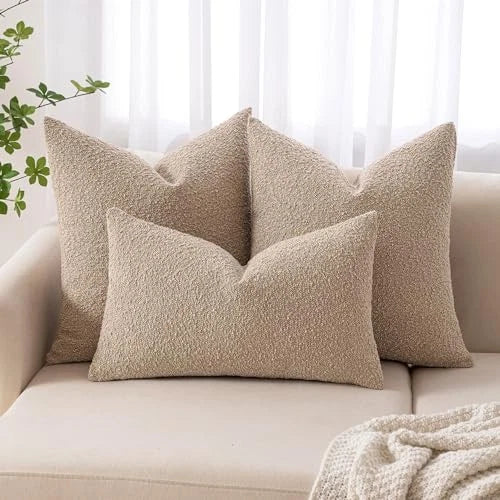 18x18 Inch Decorative Pillow Covers for Couch Bed 18" x 18" (Pack of 2) Khaki
