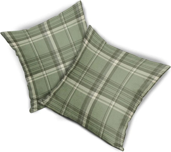 Sage Green Spring Plaid Pillow Covers 20X20 Set of 2 Buffalo Tartan Print Season