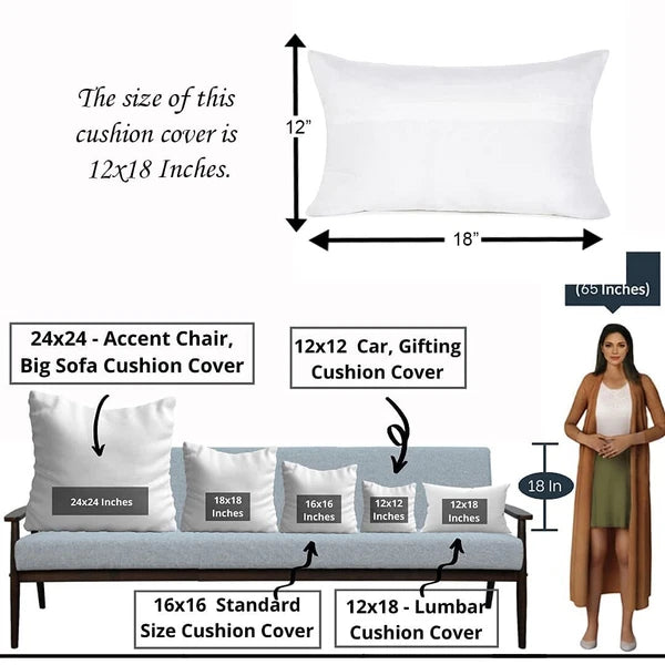 Printed Canvas Cotton Cushion Covers, Set of 2 ( 12 x 18 Inches )