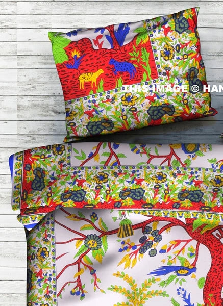 Indian Tree of Life Printed Cushion Pillow Cover Cotton Bedding Sofa Pillow Sham
