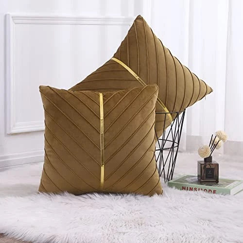 Velvet Throw Pillow Covers 24x24 inch Pack of 2 24" x 24" (Pack of 2) Brown
