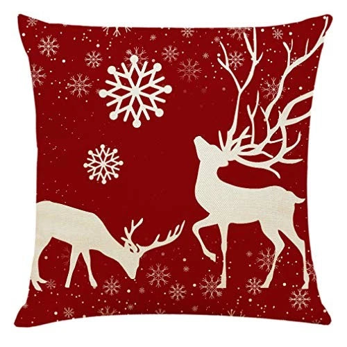4PCS 18"x18" Throw Pillow Covers Christmas Decorative Couch Red and Beige