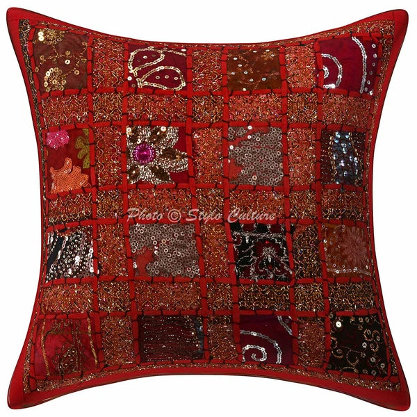 Patchwork Cushion Cover Ethnic Sofa Cover Indian Decorative Bohemian Home Decor