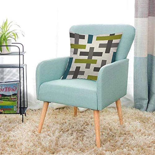 Abstract Teal Chartreuse Blue Green Grey Throw Pillow Cover Classic Repeat
