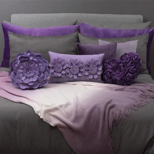 3D Flower Throw Pillow Cover Decorative Sunflower Polyester Purple Lilac
