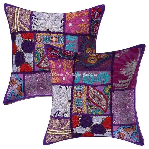Home Decor Pillow Cover Vintage Bohemian Cushion Cover Throw Indian 12 x 12 in