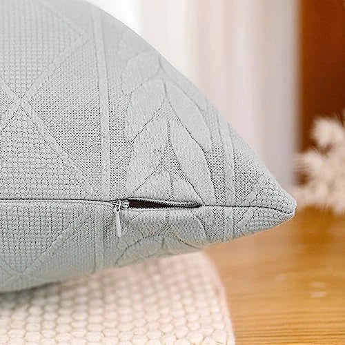 Set of 2 Grey Decorative Knit Throw Pillow Cover Soft Knit Pillow Case,