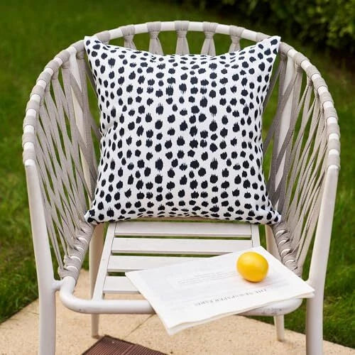 Outdoor Pillow Covers 18x18 Set of 2 Polka Dot Outdoor 18 x 18-Inch Black