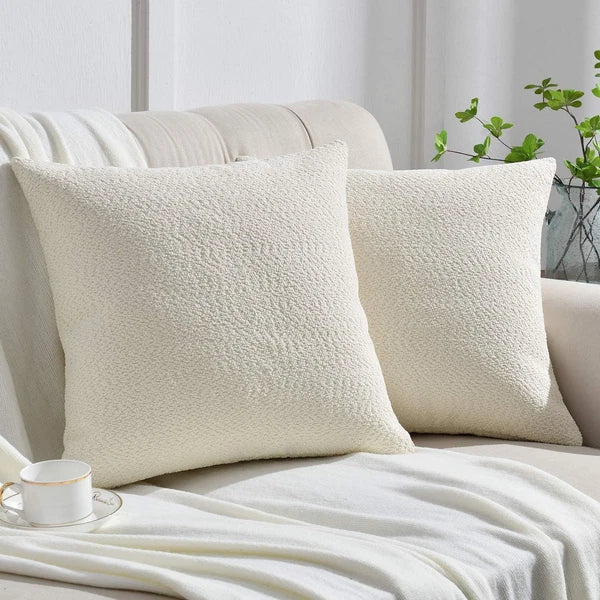 Set of 2 Cozy Fine Textured Throw Pillow Covers, Decorative Elegant Accent Pillo
