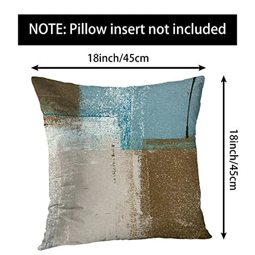 Set of 2 Decorative Pillow Case Throw 18x18 Set of 2 Blue Brown Abstract