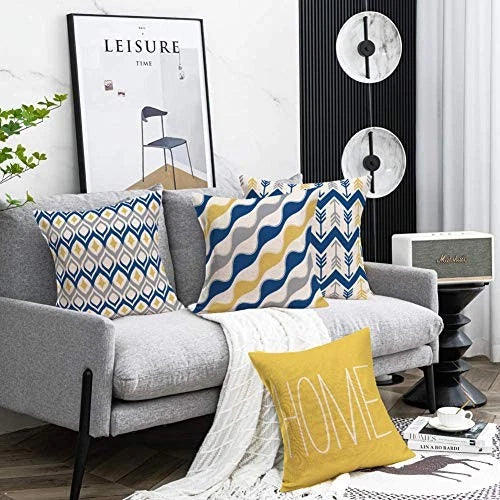 Fukeen Set of 4 Throw Pillow Covers Modern 18" x 18" (Pack of 4) Home Geometric