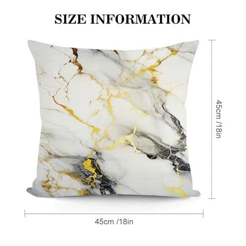 Marble Throw Pillows Covers 18"x18" Set of 2 18" x 18" (Pack of 2) Black Gold