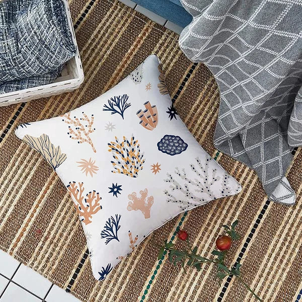 Printed Cotton Canvas Cushion Covers, Set of 5 ( 16 x 16 Inches )