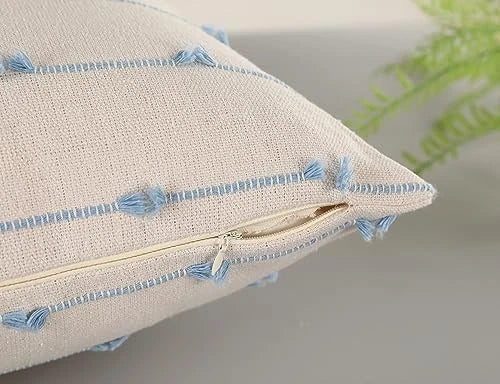 Set of 2 Boho Throw Pillow Covers 18x18,and 18" x 18" (Pack of 2) Light Blue