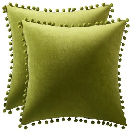 Couch Pillow Cases 22x22: 2 Pack Cozy Soft 22" x 22" (Pack of 2) Chartreuse