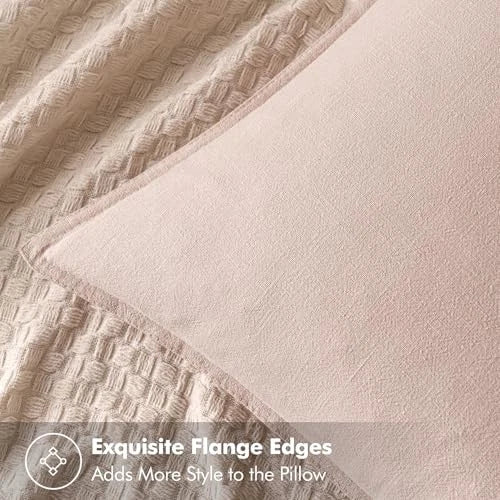 Decorative Linen Pillow Covers 18x18 Inch 18" x 18" (Pack of 2) 2 Light Pink