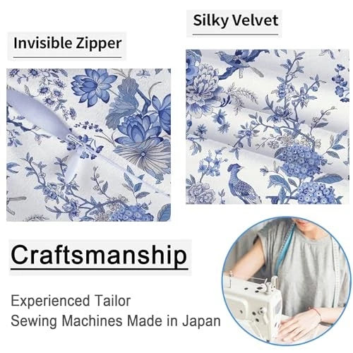Chinoiserie Throw Pillow Covers Blue and 18" x 18" (Pack of 2) Blue Floral