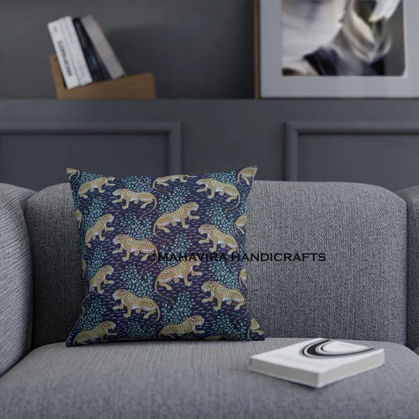 Set of 5 Bagheera Tiger Print Cotton Ethnic Sofa Pillow Decorative Cushion cover