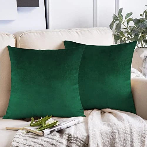 Throw Pillow Covers 18x18 Set of 2 Emerald 18" x 18" (Pack of 2) Dark Green