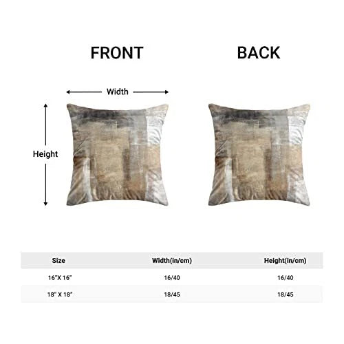 Brown Grey Pillow Covers 18x18 Set of 2, 18" x 18" (Pack of 2) Beige Abstract