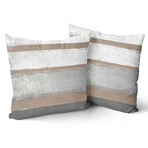 Brown Pillow Covers 18x18 Set of 2 18" x 18" (Pack of 2) Brown Grey Stripe