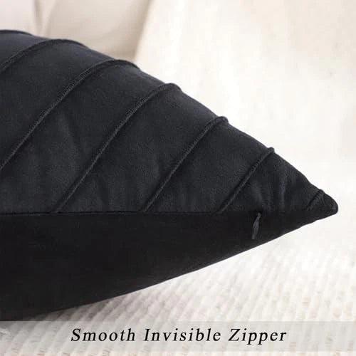 Velvet Throw Pillow Covers 16x16 inch Pack of 2 16" x 16" (Pack of 2) Black