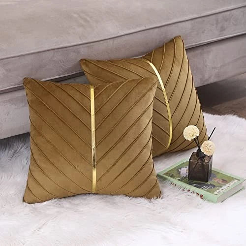 Velvet Throw Pillow Covers 24x24 inch Pack of 2 24" x 24" (Pack of 2) Brown