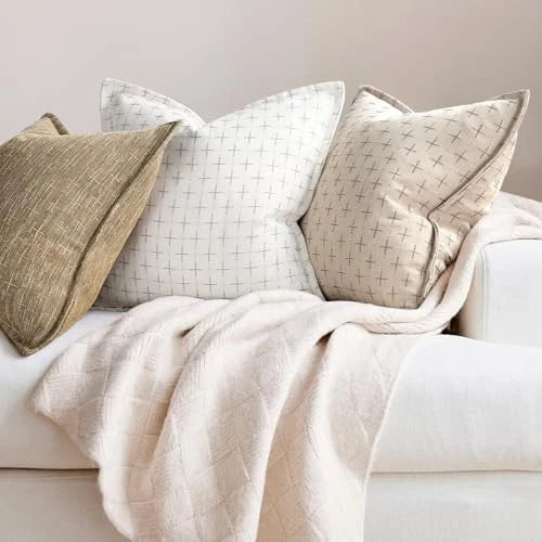 Pillow Covers 22x22 Set of 2 Soft Polyester 22" x 22" (Pack of 2) Pure White