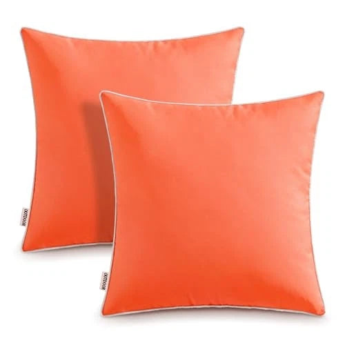 Set of 2 Outdoor Waterproof Pillow Covers 16" x 16" (Pack of 2) Coral Red