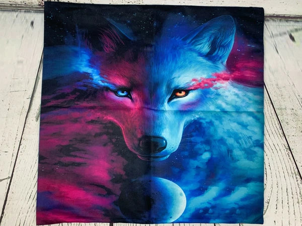 Throw Pillow Covers Pack of 2 Mysteriously Galaxy Starry Wolf Flowers