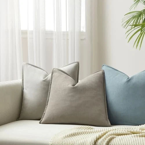 Herringbone Textured Throw Pillow Covers 22" x 22" (Pack of 2) Smoke Gray