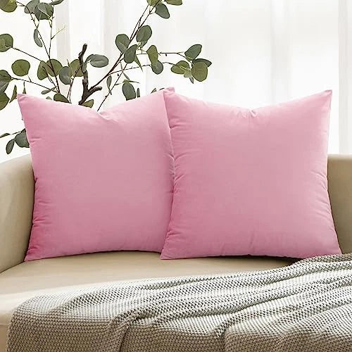 Pack of 2 Velvet Throw Pillows Spring 18" x 18" (Pack of 2) Baby Pink
