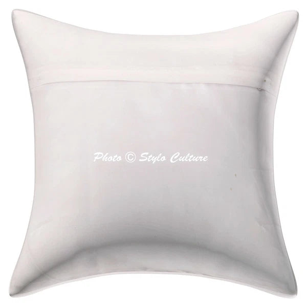 Indian Decor Brocade Sofa Cushion Cover White Decorative Elephant Pillow Cover
