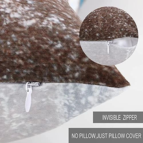 Set of 2 Decorative Pillow Case Throw 18x18 Set of 2 Blue Brown Abstract