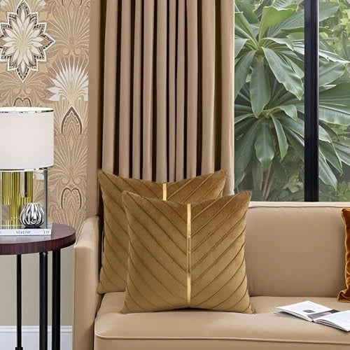 Velvet Throw Pillow Covers 24x24 inch Pack of 2 24" x 24" (Pack of 2) Brown