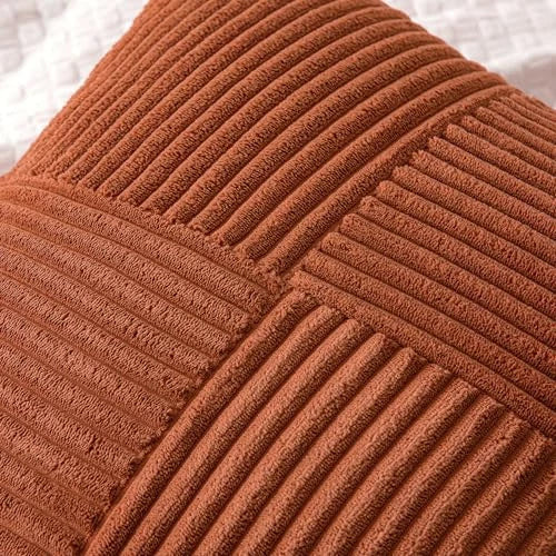 Corduroy Pillow Covers Pack of 2 Boho 18" x 18" (Pack of 2) Dark Rust