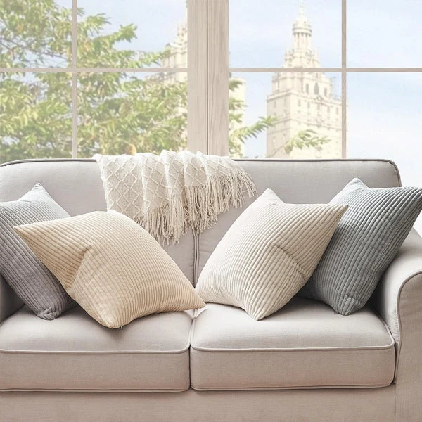 Topfinel 4 Packs Neutral Decorative Throw Pillows Covers 20x20 Inch for Livin...