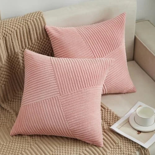Decorative Throw Pillow Covers 16x16 Inch Set 16" x 16" (Pack of 2) Blush Pink