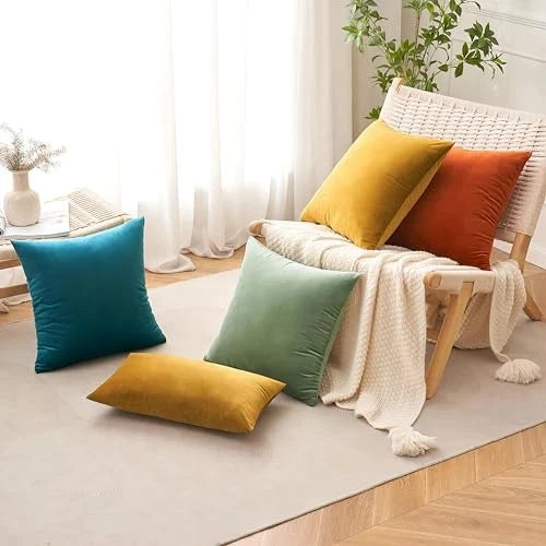 Pack of 2 Velvet Throw Pillow Covers 12x20 Inch 20" x 12" (Pack of 2) Teal