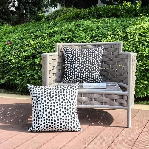 Outdoor Pillow Covers 18x18 Set of 2 Polka Dot Outdoor 18 x 18-Inch Black