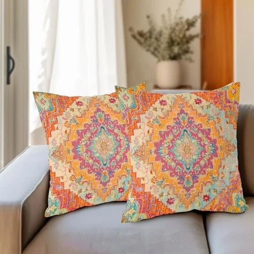 Chinoiserie Pillow Cover 18x18 Inch Set of 2 18" x 18" (Pack of 2) Orange Green