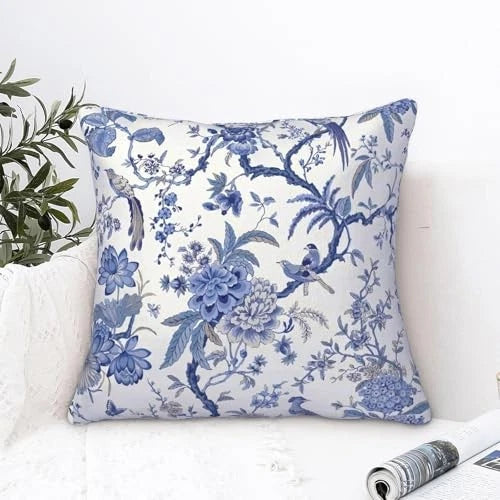 Chinoiserie Throw Pillow Covers Blue and 18" x 18" (Pack of 2) Blue Floral